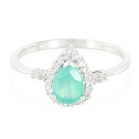 Zilveren ring met een groene chalcedoon