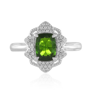 Zilveren ring met een Russische diopsied