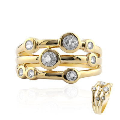 Zilveren ring met witte topaasstenen