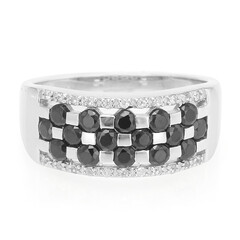 Zilveren ring met zwarte spinelstenen