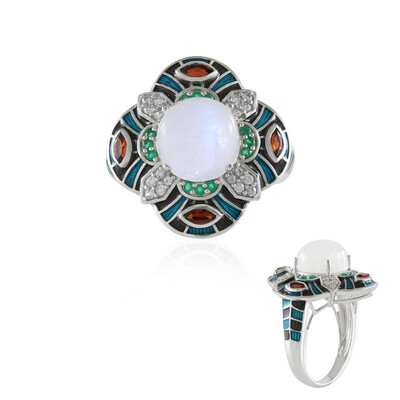 Zilveren ring met een regenboog maansteen (Adela Silber)