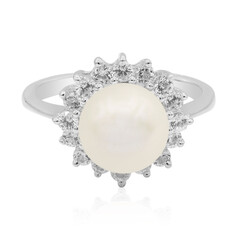 Zilveren ring met een zoetwater kweekparel