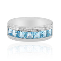 Zilveren ring met Zwitsers-blauwe topaasstenen
