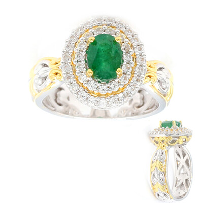 Zilveren ring met een Zambia-smaragd (Gems en Vogue)