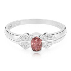Zilveren ring met een Padparadscha saffier