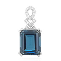 Platinaen hanger met een Londen-blauwe topaas