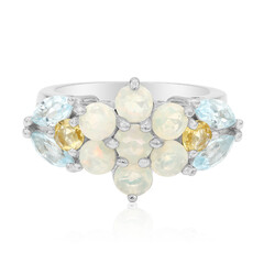 Zilveren ring met hemel-blauwe topaasstenen