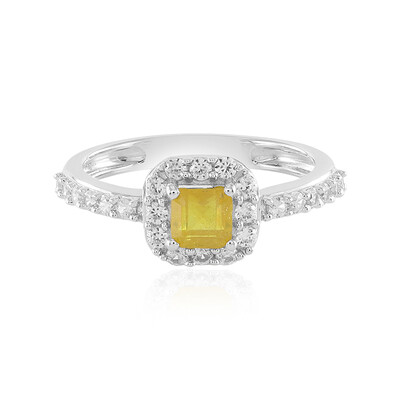 Zilveren ring met een Gele Madagaskar Saffier