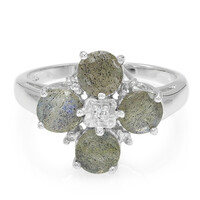 Zilveren ring met spectrolietstenen