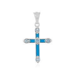 Zilveren hanger met hemel-blauwe topaasstenen