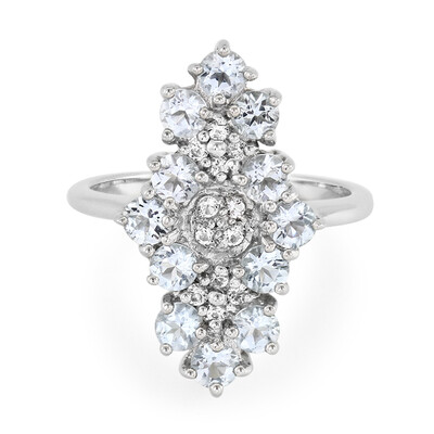 Zilveren ring met aquamarijnstenen