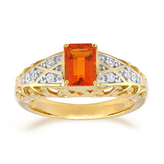 Gouden ring met een AAA Mexicaanse vuur opaal