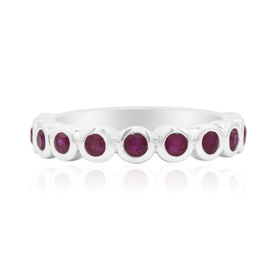 Zilveren ring met Birmese Robijnen