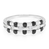 Zilveren ring met zwarte spinelstenen