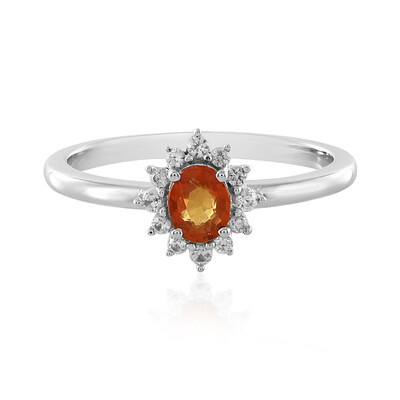 Zilveren ring met een Padparadscha saffier