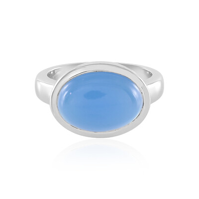Zilveren ring met een Blauwe chalcedoon