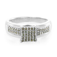 Zilveren ring met smaragdgroene diamanten