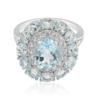 Zilveren ring met een hemel-blauwe topaas