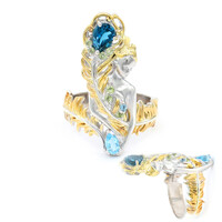 Zilveren ring met een Londen-blauwe topaas (Gems en Vogue)
