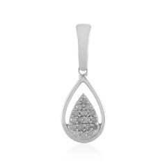 Zilveren hanger met I4 (J) Diamanten