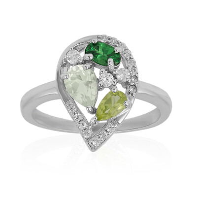 Zilveren ring met een groene amethist