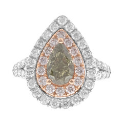 Gouden ring met een SI1 Groene diamant  (CIRARI)