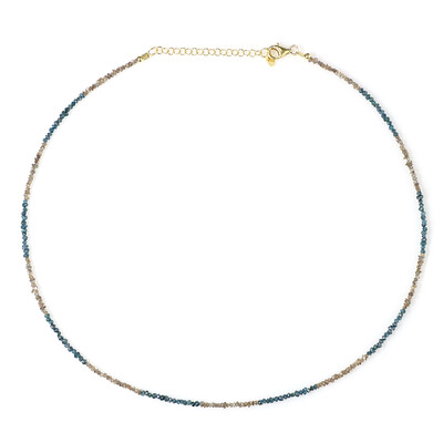 Zilveren halsketting met blauwe diamanten