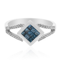 Gouden ring met blauwe diamanten