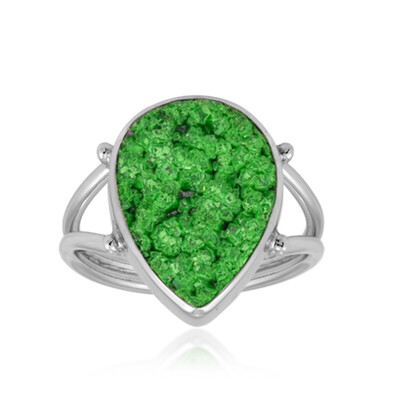 Zilveren ring met een Uwarowiet (Bali Barong)