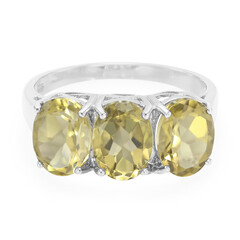 Zilveren ring met olijven kwartskristallen