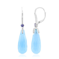 Zilveren oorbellen met Aqua Chalcedonen