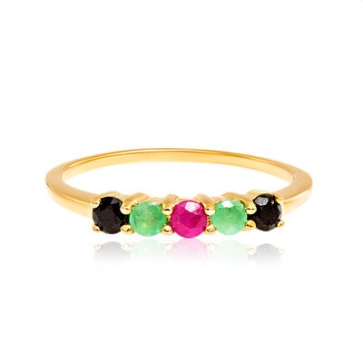 Zilveren ring met zwarte saffieren