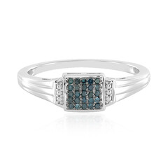 Zilveren herenring met I1 Blauwe Diamanten