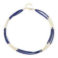 Zilveren halsketting met lapis lazulistenen (Riya)