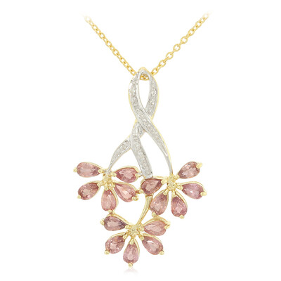Gouden halsketting met Onverhitte Padparadscha Saffieren (AMAYANI)