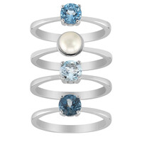 Zilveren ring met een Zwitsers-blauwe topaas