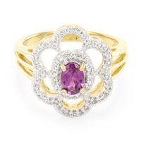 Zilveren ring met een magenta granaat