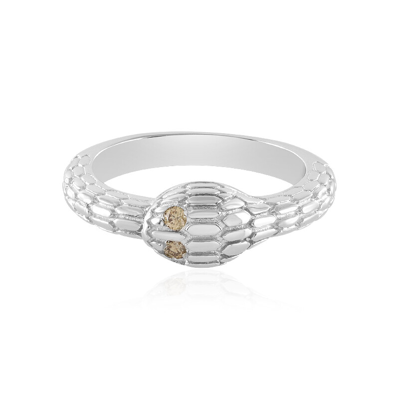 0,102ct Chocolade Diamant Platina-Geplateerd Zilveren Ring