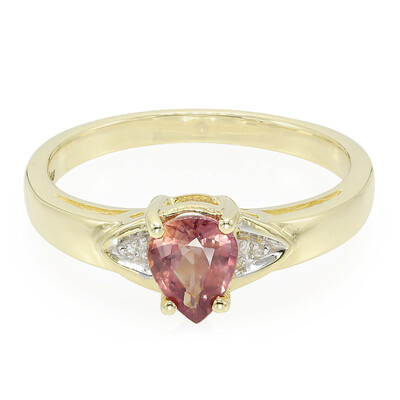 Gouden ring met een Onverhitte Padparadscha Saffier