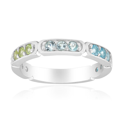 Zilveren ring met witte topaasstenen