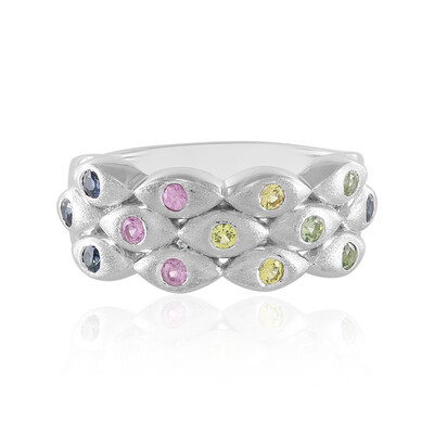 Zilveren ring met blauwe saffieren (de Melo)