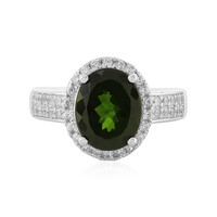 Zilveren ring met een Russische diopsied