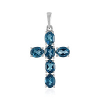 Zilveren hanger met Londen-blauwe topaasstenen