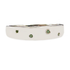 Zilveren ring met groene diamanten