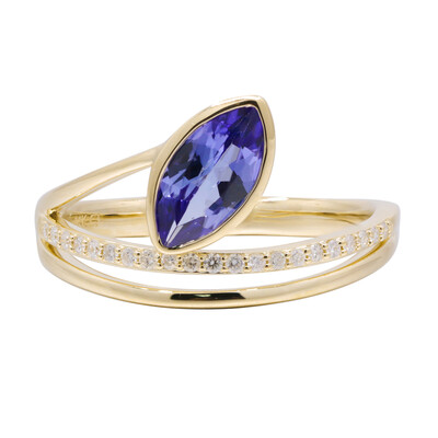 Gouden ring met een AAA tanzaniet (CIRARI)