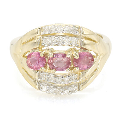 Gouden ring met Onverhitte Padparadscha Saffieren