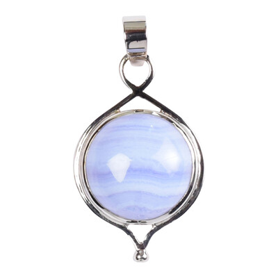 Zilveren hanger met een Blauwe chalcedoon