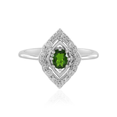 Zilveren ring met een Russische diopsied