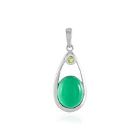 Zilveren hanger met een Groene onyx