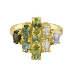 Zilveren ring met groene toermalijnen